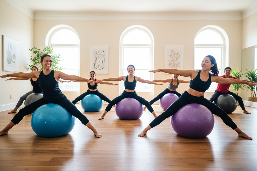 Pelota de pilates con inflador